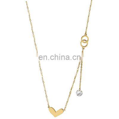 good price  Stainless Steel Gold Plated Adjustable Collarbone Chain For Mother's Day Peach Shape Small Love Heart Necklace