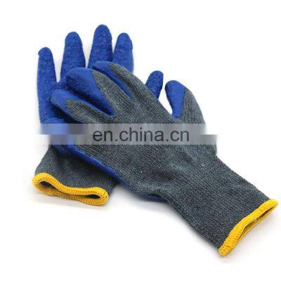 Custom Industrial Safety Construction Anti Slip Grip Heavy Duty Cotton Blend Blue Rubber Latex Coated Gardening Working Gloves photo-5