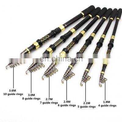 1,8 м, 2,1 м, 2,4 м, 2,7 м, 3,0 м, 3,6 м углеродный спиннинговый удочерный ствол с керамическими колец направляющими и катушкой, антизавитковый телескопический удочерный ствол photo-3