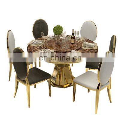 Italian Luxury Modern Style Dinning Room Furniture Round Mable Top Dining Table Set