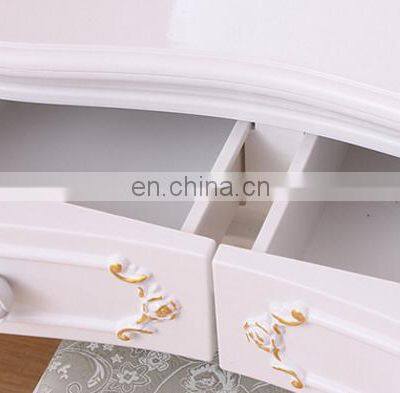 European Style Girl White Dressing Table Wooden Bedroom Dresser photo-4
