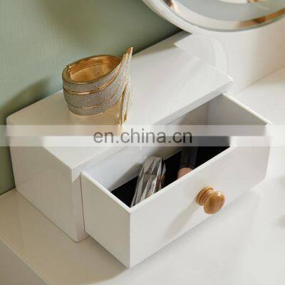 Vanity With Led Light Makeup Mirror Table Dressing Desk With 4 Drawers for Bedroom photo-3