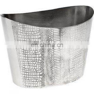 oval hammered silver wine bucket