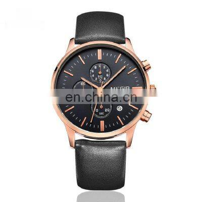 Megir 2011 Mens Cheap Luxury Leather Quality Quartz Watch Fashion Chronograph Watch Clock Waterproof Relogio Masculino