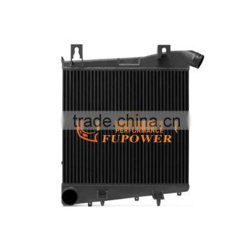 Heavy-duty intercooler with cast aluminum end tanks and a durable bar-and-plate for Ford Super Duty 6.4L Diesel turbo 08-10