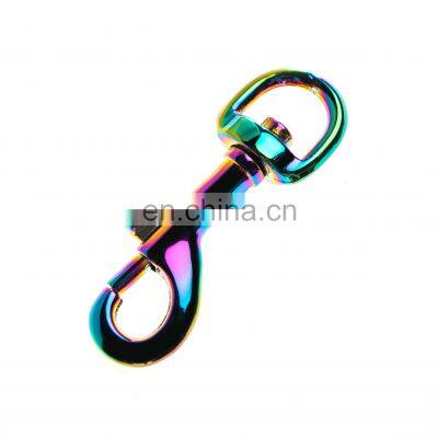 Wholesale 2021 Newest Rainbow Color Metal Keychain Custom Snap Hook Buckle Pet Buckle Carabiner Hook