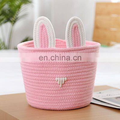 INS Style Nordic Environment-Friendly Cartoon Cotton Cord Rope Toy Snack Cloth Storage Woven Basket photo-4