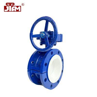 PTEE Fluorine Lined Butterfly Valve Worm Wheel Manual WCB Cast Steel Butterfly Valve photo-5