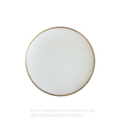 Hot Selling Kitchen Porcelain Serving Dishes Classic Round Elegant Gold Rim White Ceramic Dinnerware Steak Dinner Salad Plates photo-5