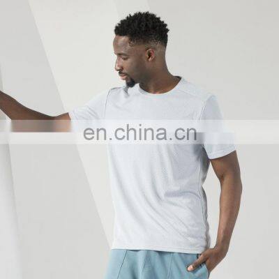 Quick Dry Mesh Jacquard Weave Men's Custom Breathable Short Sleeve Top Gym Fitness Running Shirt Sportswear Clothes photo-3