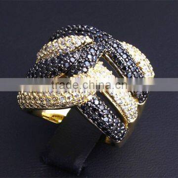 Wholesale Jewelry Smart Chunky Style Look Cubic Zirconia Black White CZ Party Ring photo-3