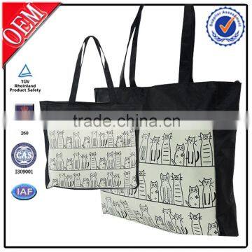 cotton canvas tote bag with cats