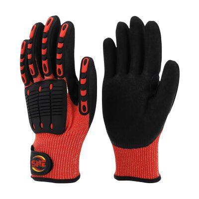Snellsafety 13 Gauge HPPE  Nitrite Sandy Cut Resistant Abrasion With TPR Impact Safety Glove