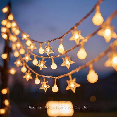Luces de cadena LED en forma de estrella parpadeantes de 10 m con 100 LEDs - A prueba de agua para decoración al por mayor en fiestas navide?as al aire libre