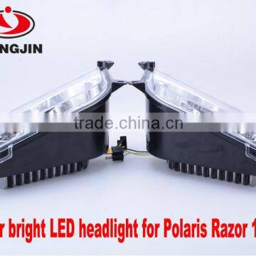 Chrome and Black Led Headlight for Polaris Razor 1000 ATV UTV photo-4