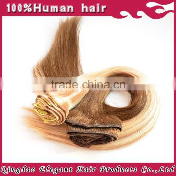 top quality 6a virgin peruvian human hair extension clip in hair extension