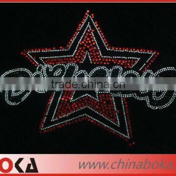 Star shape iron on rhinestones motif for t-shirt