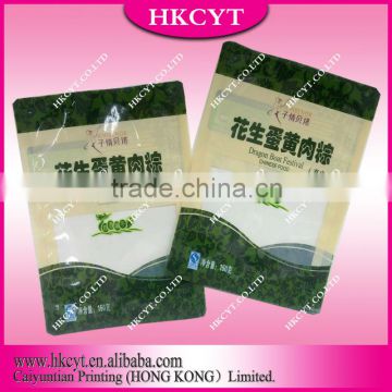 Laminated plastic food packaging bags with clear window