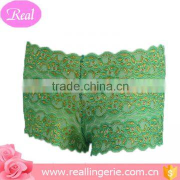 Sexy Elegant Transparent Green Golden Color Lace Lingerie Panty for Ladies photo-2