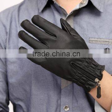 Zipper Leather Gloves, fall and winter warm fashiongloves, Full finger gloves