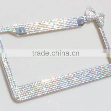 All Diamond Silver Bling Glitter Crystal RhineStone License Plate Frame Thin