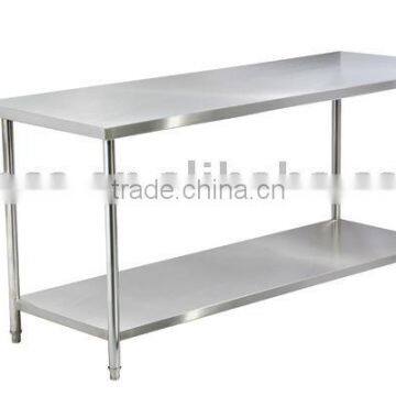 WTC-162 Stainless steel round tube worktable( 2 tiers, without back splash)