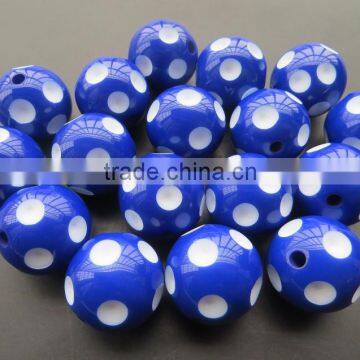 Wholesale Royal blue Chunky Resin Polka dot Beads 24mm ,for Chunky Jewelry Necklace Making