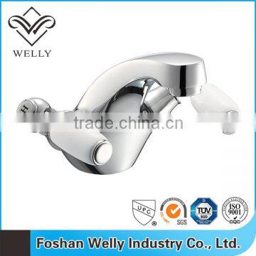 Foshan Hotel Basin Tap Polished Brass Dual Levers Faucet