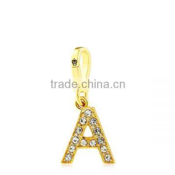 Gold rhinestone alphabet charm letter pendant alphabet keychain