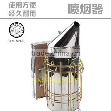 stainless steel bee smoker with leather bellow, apiculture beekeeping tools,