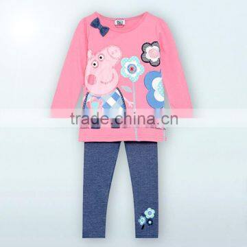 baby girls fashion casual cheap 100% cotton baby clothes pajamas sleeping wear pink suit