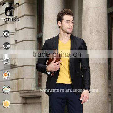 2016 New Fashion Black Slim Fit Design Blazer One Button Jacket Handsome Business Man Suit Italian Blazer