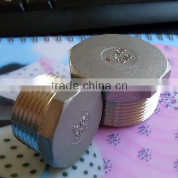 stainless steel hexagon plug pipe fitting with threaded NPT