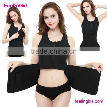 Double Compression Neoprene Body Shaper Vest with Belt