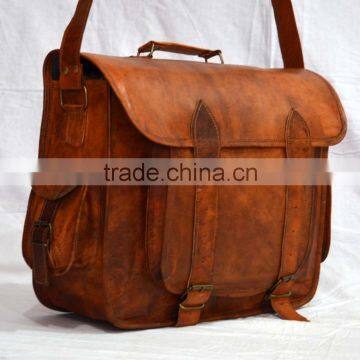 Real Goat Leather Bag Vintage Messenger Shoulder Bag Travel Duffle Bag Gymnastic Luggage Bag Gym Bag