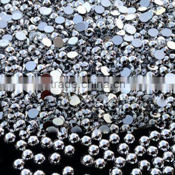 Electroplate Gold & Silver Acrylic Half Round Pearl Nail Art Rhinestone Decoration photo-2