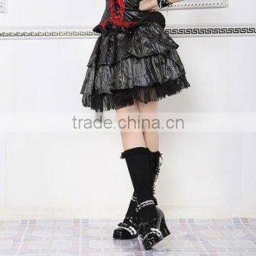 Gothic Black Organza Layered Lolita Skirt 61161