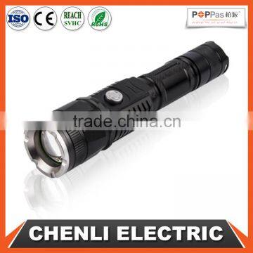 POPPAS 6620 USB power bank rechargeable zoom led flashlight