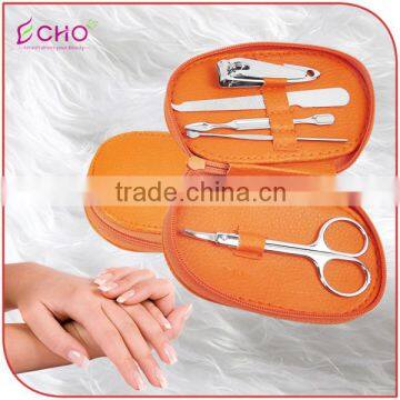 Orange Pouch with 5 pcs Manicure Set for Nail Care