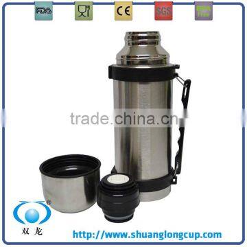 1L Liter Stainless Steel Hot N Cold Vacuum Thermos with Foldable Handle & Shoulder Strap