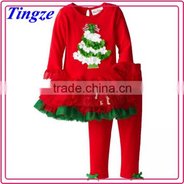 2015 Baby Girls Ruffle Pant Outfit Christmas Tree Autumn Wholesale Baby Clothes TR-CA45