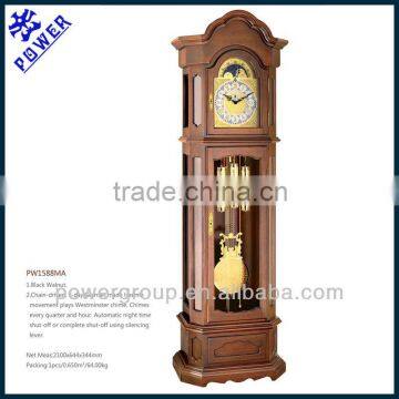 Black walnut Grandfather clock Golden & silver face Westminster chime PW1588MA