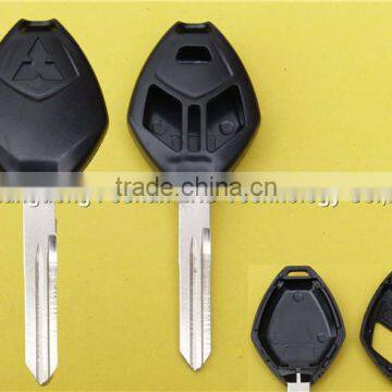 Replacement 2+1 Buttons With Logo Uncut Left Groove Blade Keyless Remote Housing Fob Key Case Shell Mistubishi Car Key