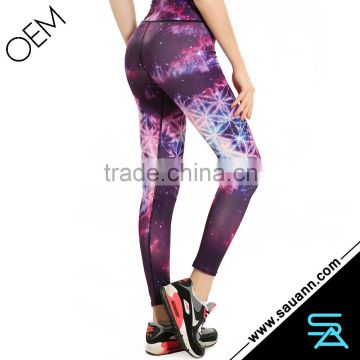 Sublimation Purple Galaxy Yoga Leggings Runing Performance Gym Wear