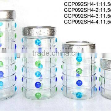 CCP092SH4 glass jar with silver lid and hand-painted design