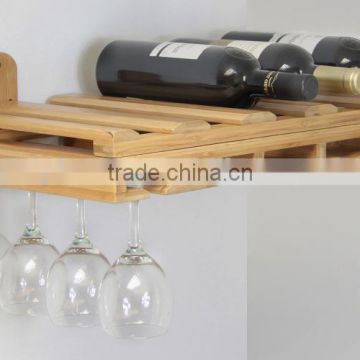 Natural Bamboo Hanging Glass Rack and 5 Wine Bottles Holder 2015 original design bamboo wine dispaly