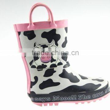 New cheap kids custom rain boots,cow print rain boots