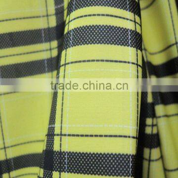 stretch polyester spandex yellow plaid fabric