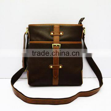 Top quality coffee first layer leather durable men's shoulder briefcases