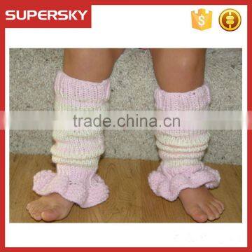 V-38 Lace trim toddler knitting crochet stripe ruffles leg warmer boot cuffs